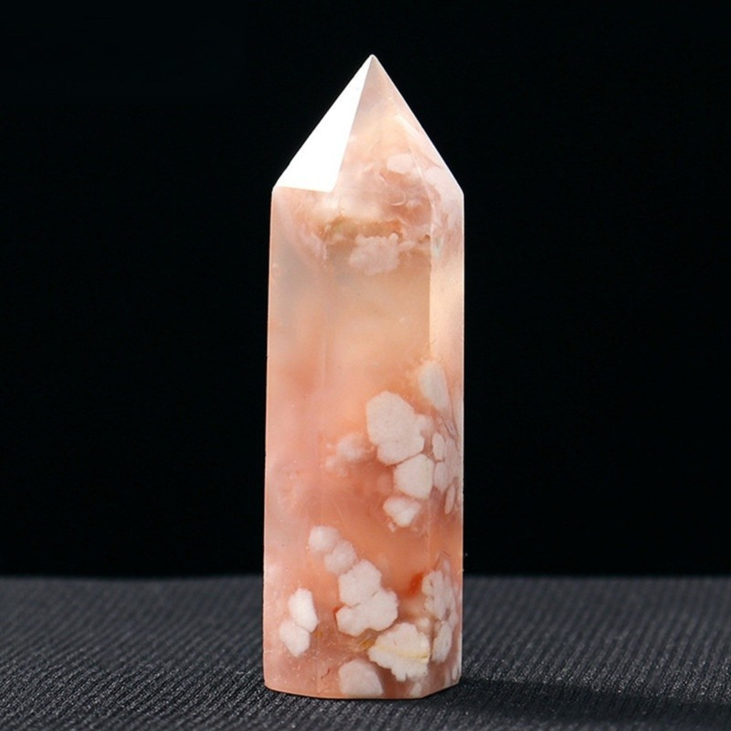 Cherry Blossom Agate Crystal Tower