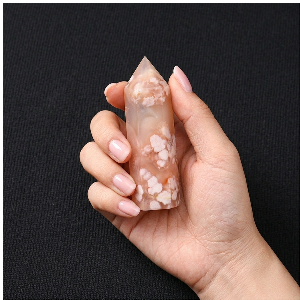 Cherry Blossom Agate Crystal Tower