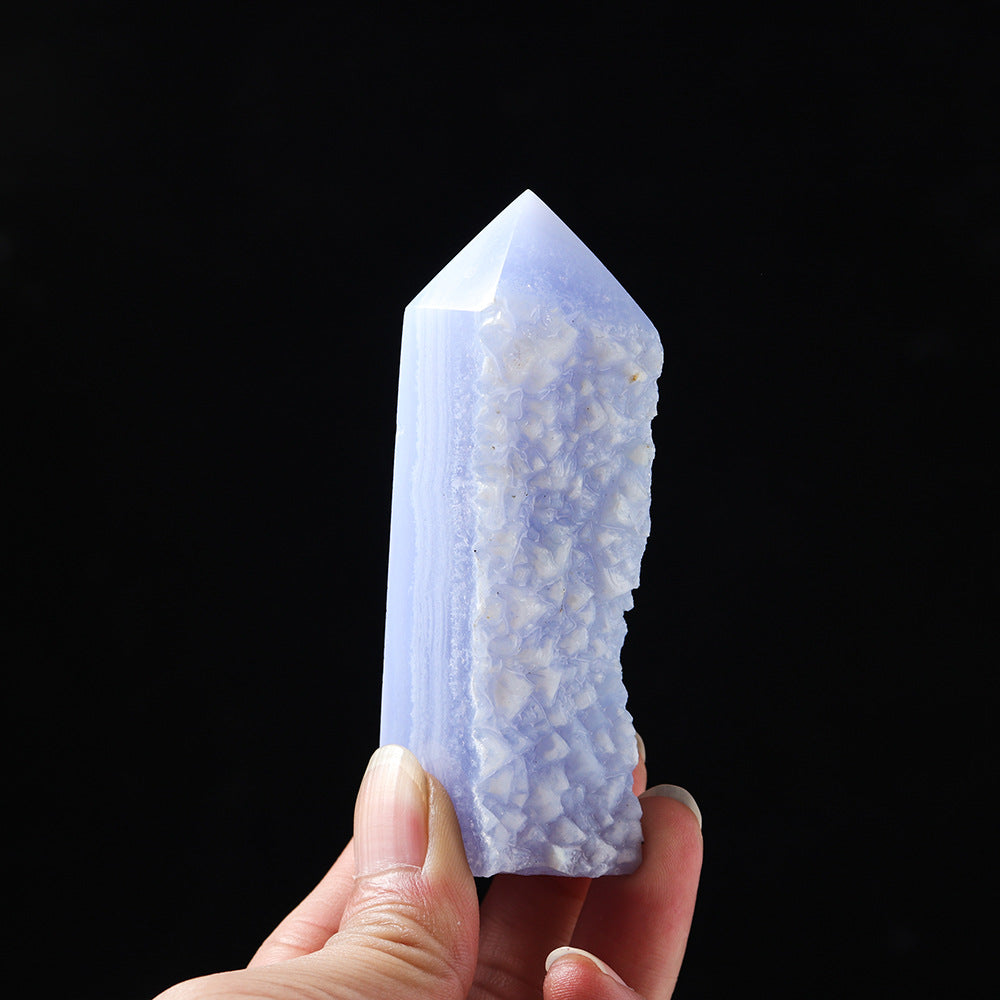 Blue Chalcedony Agate Crystal Tower
